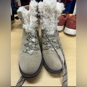 Sam Edelman Darrah Womens Sand Lace Up Chunky Suede Ankle Bootie Tan Siz…